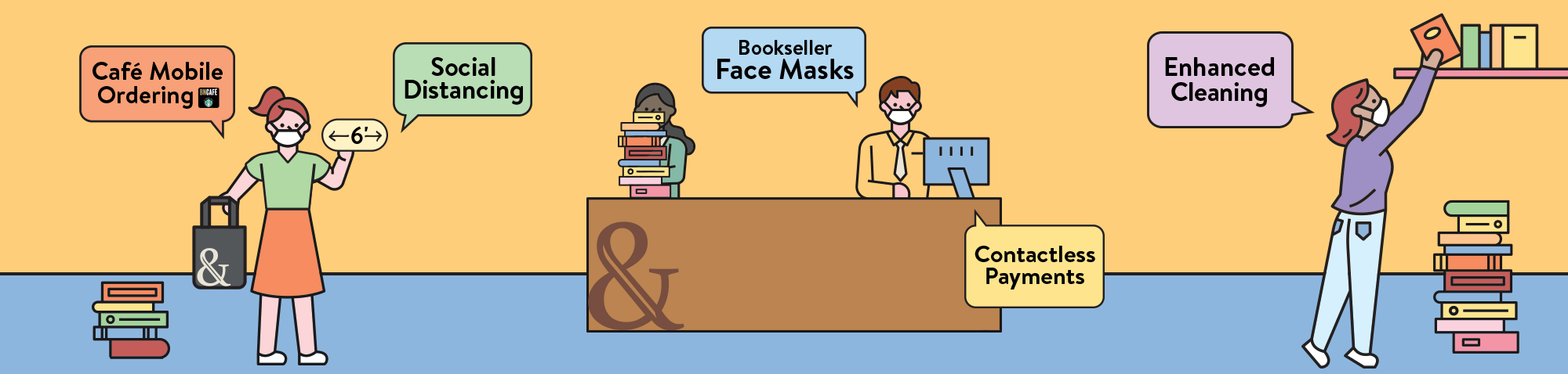 COVID-19 Safety at Barnes & Noble - Cafe Mobile Ordering, Social Distancing, Enhanced Cleaning